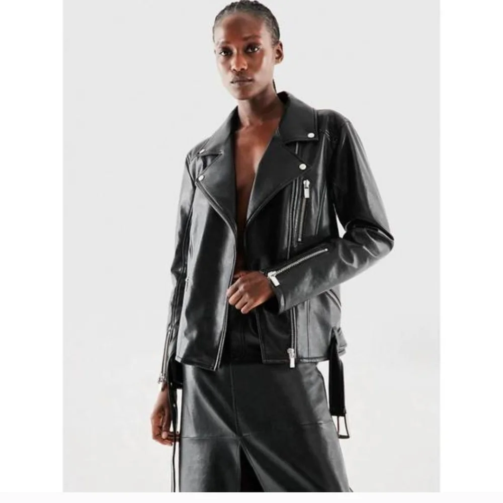 NEW AS BY DF brando recycled leather jacket in black $850 - Picture 2 of 3